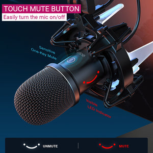 RGB Rocket Cardioid Microphone Arm Stand Shock Mount Touch Mute Button