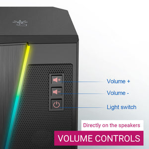 2.0 RGB Stereo Surround Sound Speakers AUX 3.5mm USB Volume Controls