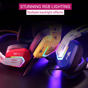 RGB 7.1 Surround Sound Mecha Headset Microphone USB RGB Lighting
