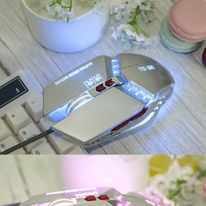 Silver Metal Mouse Girly 3200 DPI USB Backlight Blue LED