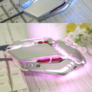 Silver Metal Mouse Girly 3200 DPI USB Backlight Pink LED