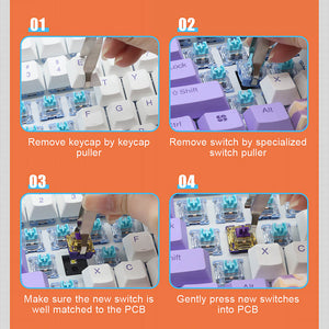 Slim Anime Mechanical Keyboard Hotswap Keycaps Instructions White Backlight USB