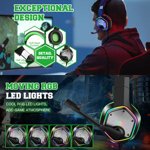 7.1 Surround Sound Headset Mic Noise Canceling RGB USB Features