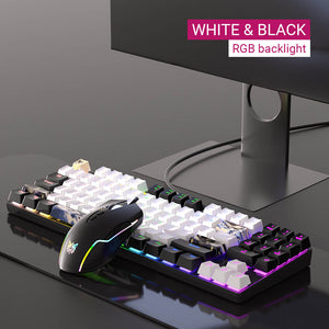 White Black Slim Dragon Combo Mechanical Keyboard Mouse RGB Backlight