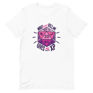 White Colorful Multifaceted Roleplay Dice Tee Game Life Experience