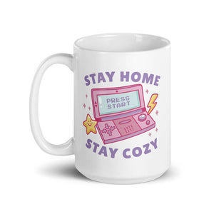 White Cute Cozy Gamer Console Quote Mug Cartoon Left 15oz