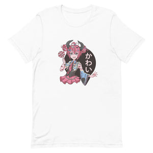 White Cute Pastel Goth Lolipop Demon Shirt Devil Horn