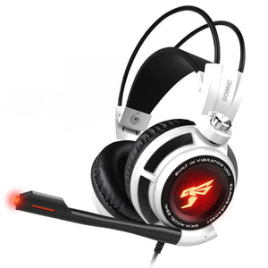 White LED 7.1 Surround Sound Headset Microphone USB Deep Bass