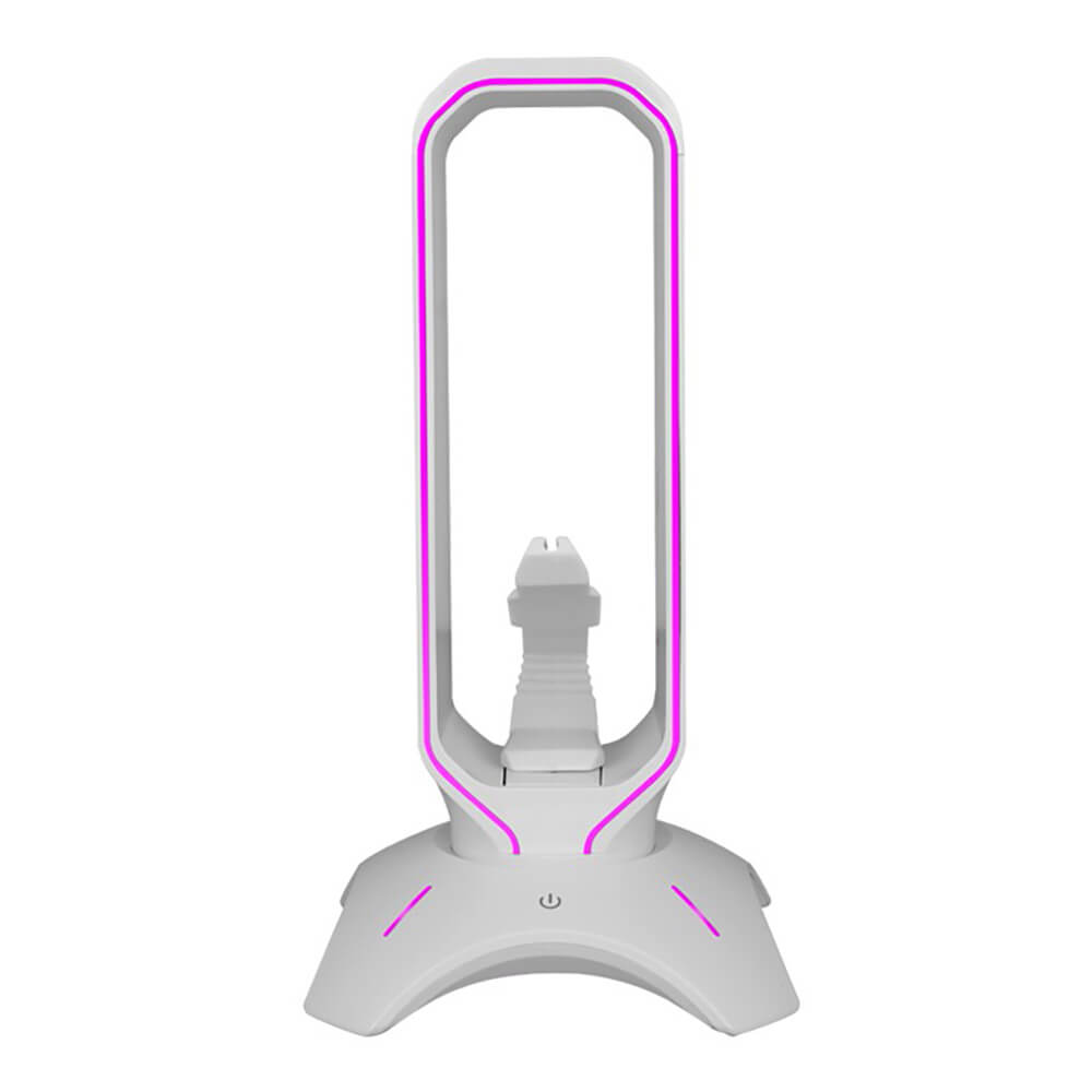 White Neon RGB Headset Stand Gaming Double USB