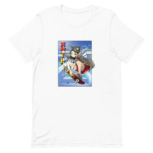 White Stylish Urban Skate Cat Girl Shirt Ollie Trick