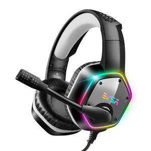 White 7.1 Surround Sound Headset Mic Noise Canceling RGB USB