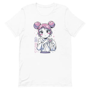 White Two Pom Pom UwU Girl Shirt Heart Hands