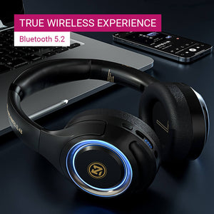 Wireless Bluetooth 5.2 Cozy Modern Headphones Microphone HiFi LED