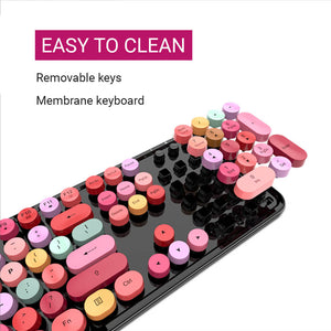 2.4Ghz Wireless Candy Combo Keyboard Mouse Multimedia Multi-Color Easy to Clean