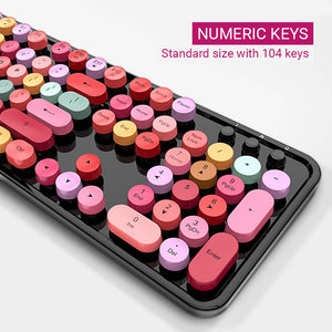 2.4Ghz Wireless Candy Combo Keyboard Mouse Multimedia Multi-Color Numeric Keys