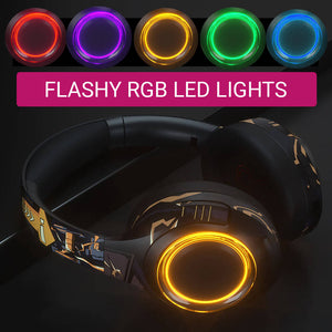 Wireless Cartoon Art Headset Microphone HiFi RGB LED Lights