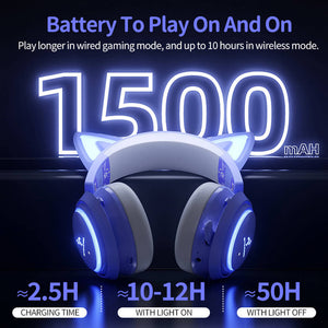 Wireless Cat Headset Microphone 7.1 RGB LED 1500 mAh Battery