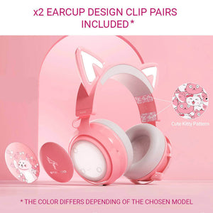 Wireless Cat Headset Microphone 7.1 RGB LED Earcup Design