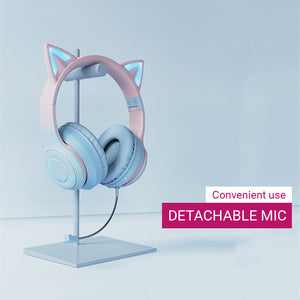 Wireless Gradient Cat Headset Detachable Microphone RGB