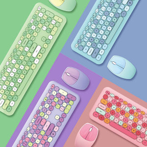 2.4Ghz Wireless Macaron Multi-Color Combo Keyboard Mouse Multimedia