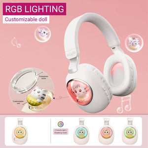 Wireless Space Capsule Kitty Smile Headphones RGB Lighting