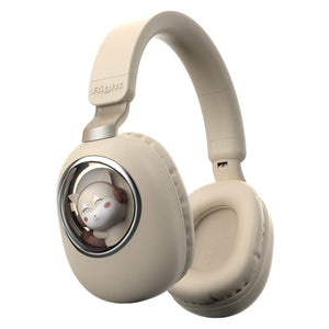 Beige Wireless Space Capsule Music Fox Headphones RGB
