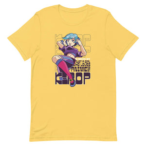 Yellow Anime K-Pop Idol Fangirl Shirt Headphones Music Lover