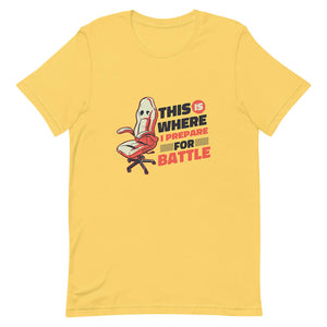 Yellow Funny Gamer Chair Battle Preparation Tee Tricky Fight