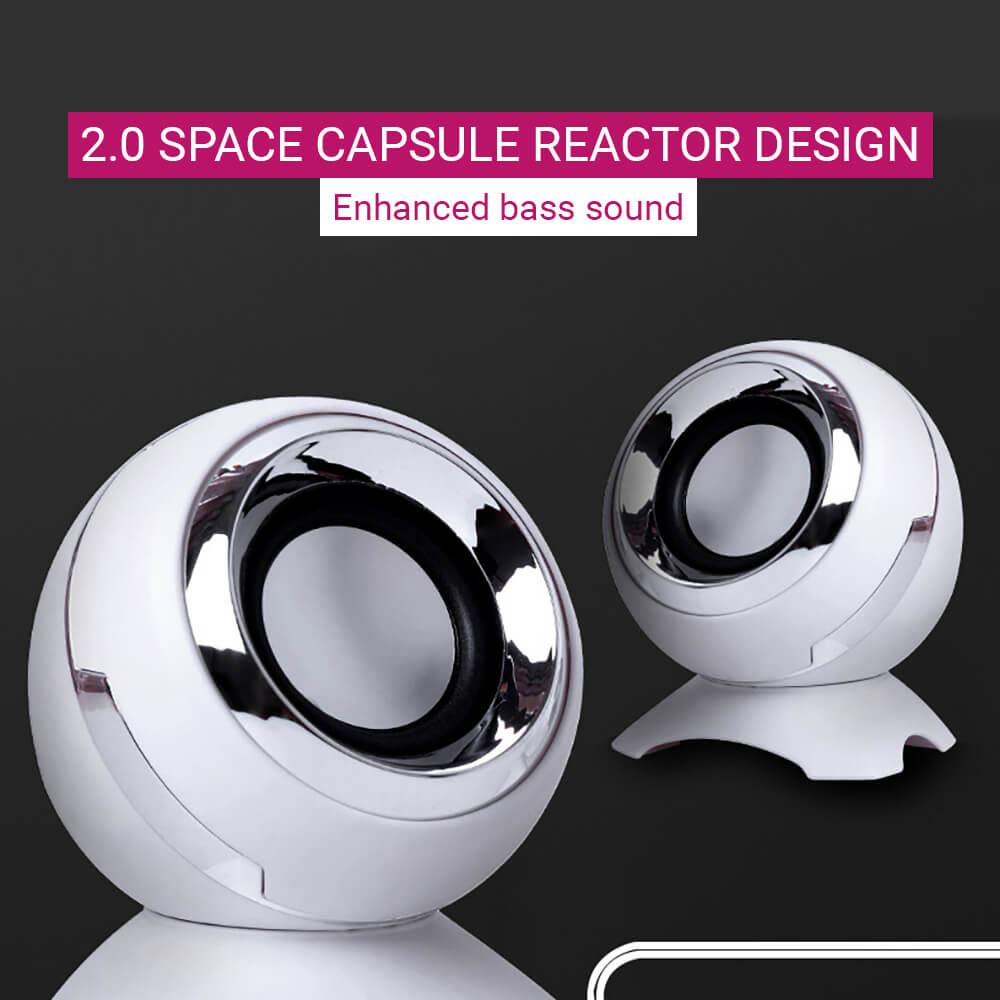 2.0 Mini Space Capsule Round Reactor Design Speakers 3.5mm AUX USB