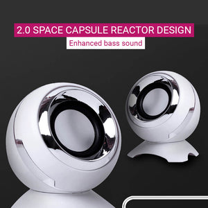 2.0 Mini Space Capsule Round Reactor Design Speakers 3.5mm AUX USB