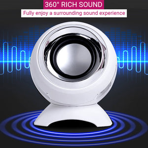 2.0 Mini Space Capsule Round Reactor Speakers 3.5mm AUX USB 360° Rich Sound