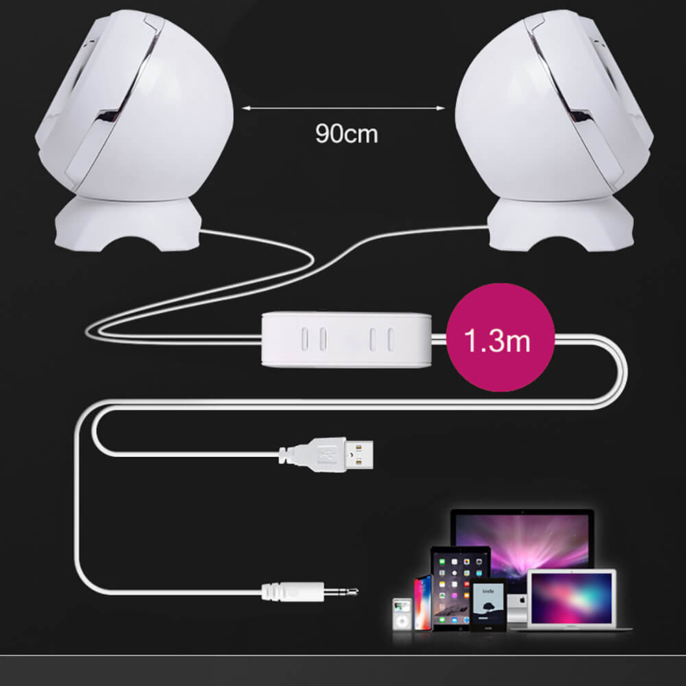 2.0 Mini Space Capsule Round Reactor Speakers 3.5mm AUX USB Compatibility