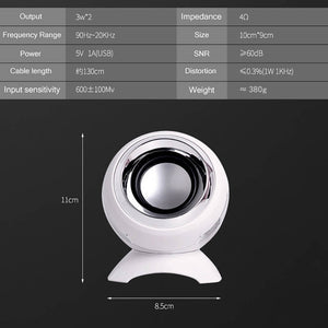2.0 Mini Space Capsule Round Reactor Speakers 3.5mm AUX USB Specifications