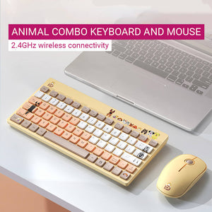 2.4GHz Wireless Cute Colorful Animal Combo Keyboard Mouse Slim