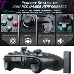 2.4GHz Wireless Motorsport Gamepad Vibration Turbo Macro Switch PC Features