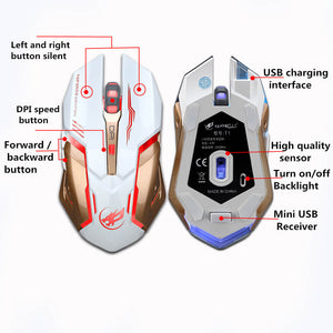 2.4GHz Wireless RGB Wolf Gaming Mouse 1600 DPI Optical Sensor Features