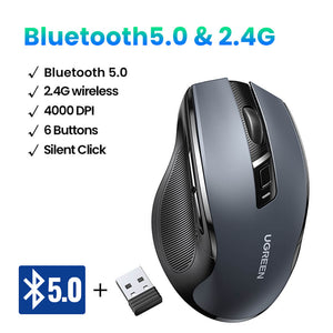 2.4GHz Wireless Silent Modern Optical Mouse Adjustable 4000 DPI Bluetooth 5.0
