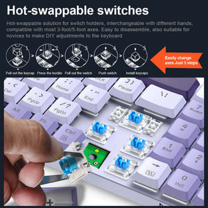 2.4GHz Wireless Slim Tri-Color Mechanical Keyboard LED Backlight Hot-Swappable Switches