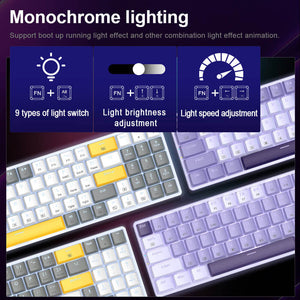 2.4GHz Wireless Slim Tri-Color Mechanical Keyboard LED Backlight Monochrome Lighting