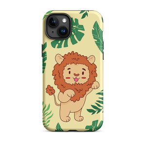 Adorable Jungle Lion Standing Pose iPhone 15 Plus Rugged Case