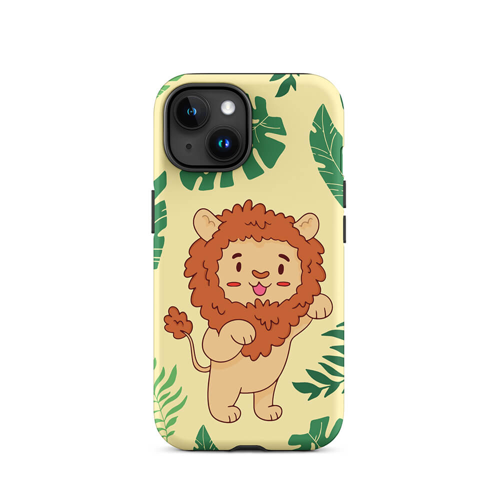Adorable Jungle Lion Standing Pose iPhone 15 Rugged Case