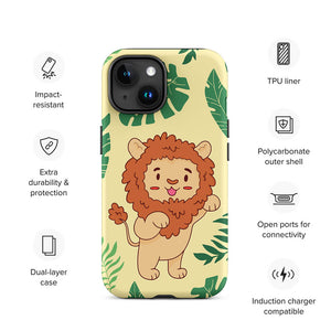 Adorable Jungle Lion Standing Pose iPhone 15 Rugged Case Features