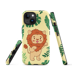 Adorable Jungle Lion Standing Pose iPhone 15 Rugged Case Picture