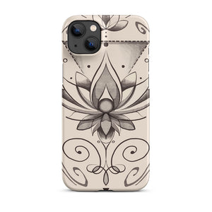 Beige Lotus Flower Harmony Symbol iPhone 14 Plus Snap Case
