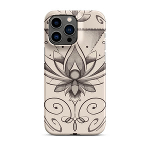 Beige Lotus Flower Harmony Symbol iPhone 14 Pro Max Snap Case