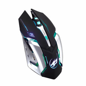 Black 2.4GHz Wireless RGB Wolf Gaming Mouse 1600 DPI Optical Sensor Side View