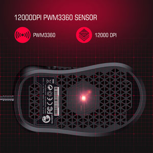 Black Breathing Optical PWM 3360 Sensor Mouse 12000 DPI RGB Lightweight USB