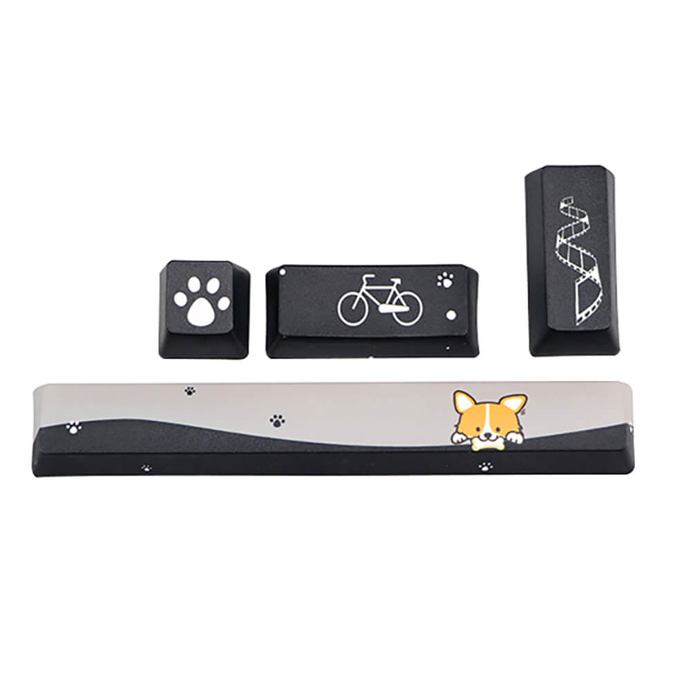 Black Funny Shiba Inu PBT Keycaps Customized Keyboard Keys