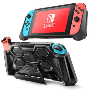 Black Hexagonal Nintendo Switch Rugged Protective Case Grip Cover