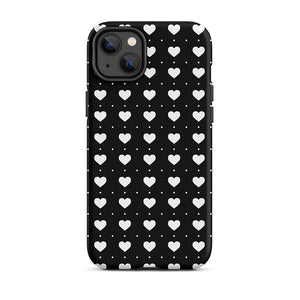 Black Lovely Minimalist Repeated Heart iPhone 14 Plus Tough Case